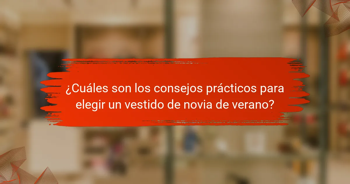 ¿Cuáles son los consejos prácticos para elegir un vestido de novia de verano?