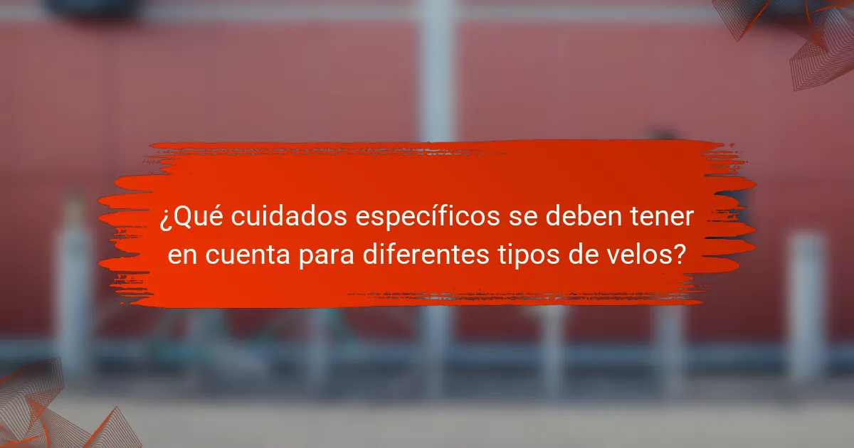 ¿Qué cuidados específicos se deben tener en cuenta para diferentes tipos de velos?