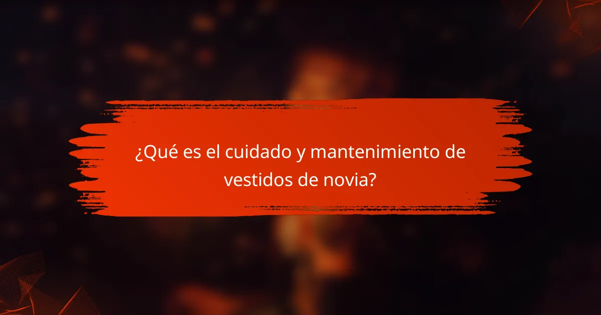 ¿Qué es el cuidado y mantenimiento de vestidos de novia?