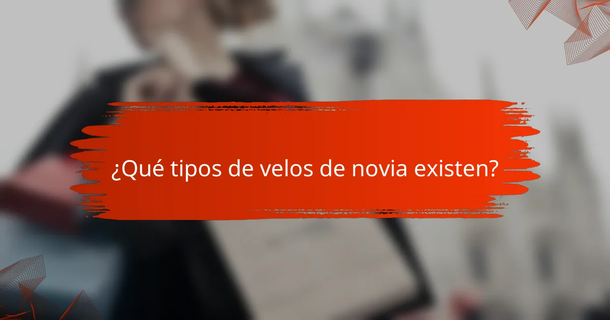 ¿Qué tipos de velos de novia existen?